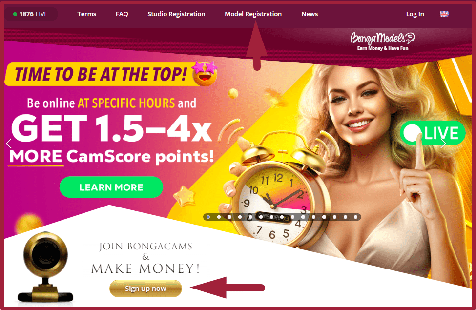 Registration a BongaCams Webcam Model at BongaModels